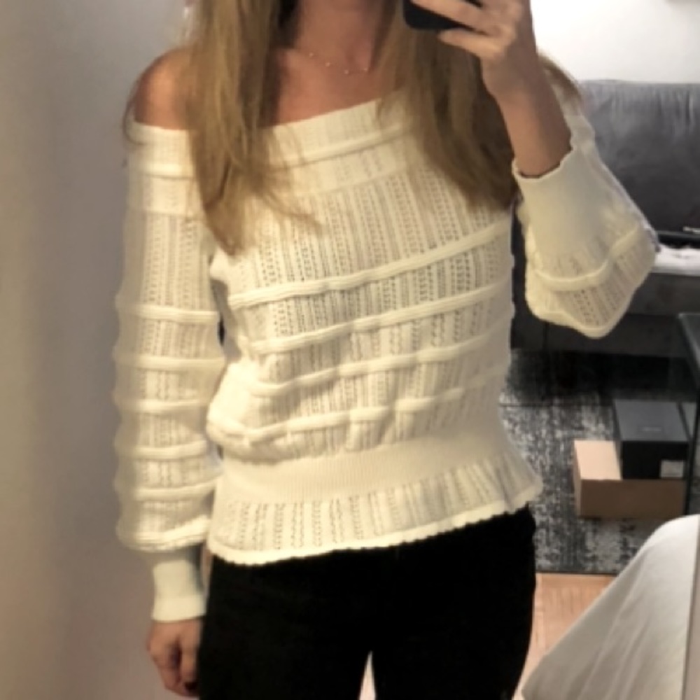Pookie & Sebastian Off White Crochet Sweater